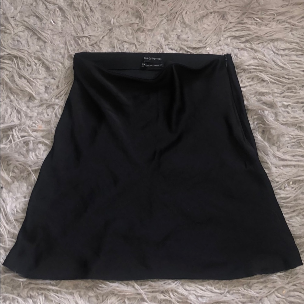 Black silk mini skirt